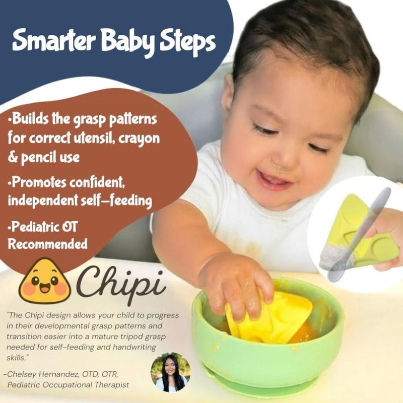 Chipi Baby Spoon – Smarter Baby Steps, First Stage Training, Self-Feeding Utensil, Easy Grip, Choke-Free, Soft Silicone, Pre-Spoon for Puree Toddler Baby Led Weaning (BLW), Essential 6 month - Image 2